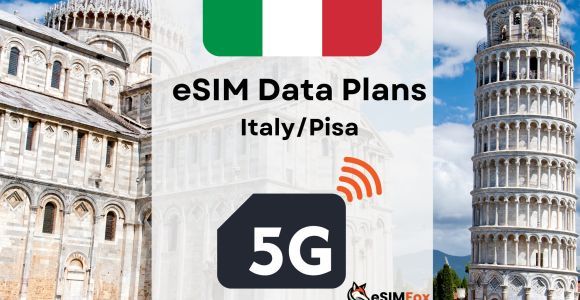 Pisa: Plan de datos de Internet eSIM para Italia 4G/5G de alta velocidad